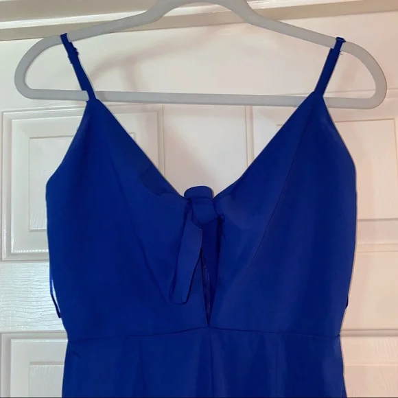 ABOUT US royal blue tie front Krystol wide leg jumpsuit S Revolve - Picture 4 of 13